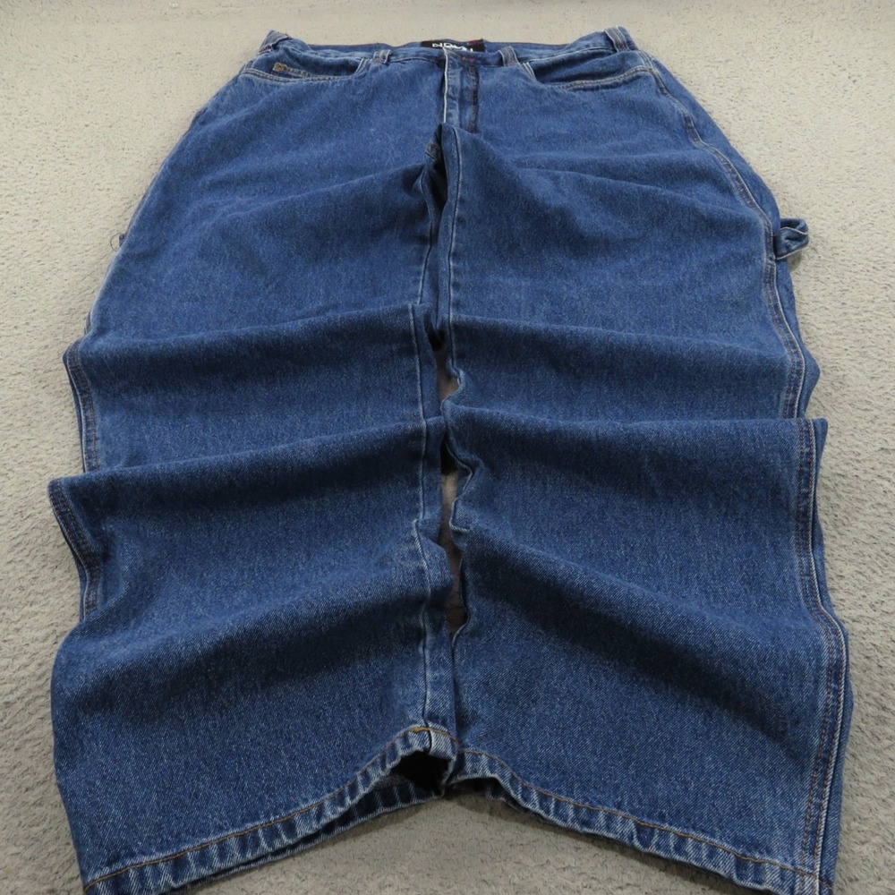 NOBU Baggy Jeans Mens 36 Y2K Skater Grunge Carpenter Wide Leg Pipes Blue 36x34
